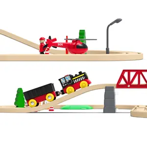 Railway Track Train Set Toy 50pcs Rail Overpass Wooden for Kids Wood Box Item Style Packing Pcs Color Package Material Origin