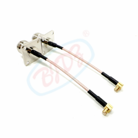 Connecteur MCX mâle à 90 degrés vers prise femelle N à bride 4 trous pour câble pigtail RF RG316 RG178, câble de raccordement, câble d'extension, assemblage