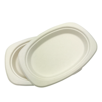 Assiettes ovales robustes 9x6 pouces en bagasse de canne à sucre, compostables, écologiques, résistantes aux fuites et aux coupures, vaisselle jetable