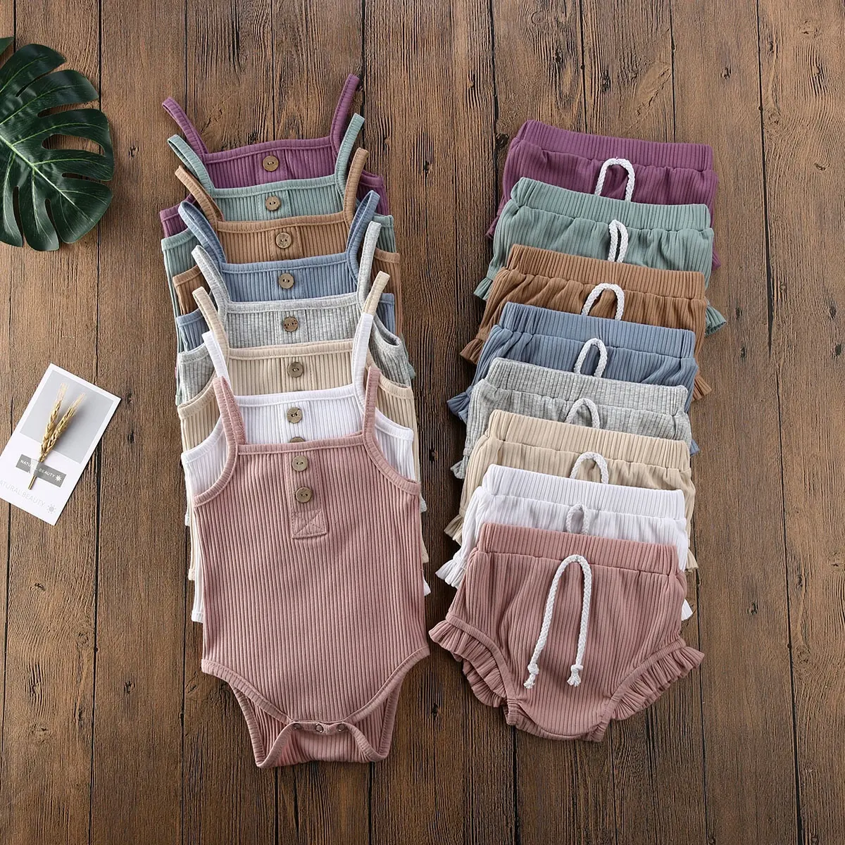 Summer Baby Girl Clothing 2 Piece Summer Sets Vest Knit Shorts and Crop Top Set Ribbed Sets Babies Wears Newborn Loungewear