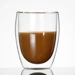 Handmade heat resistant borosilicate double wall glass coffee cup ethiopian