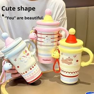 <b>Large</b> Capacity Cartoon Student Straw <b>Cup</b> with Handle 316 Stainless Steel Insulated Portable Clown Ice <b>Cup</b> - Product Image 4