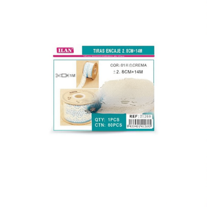 Strisce di pizzo 2,8 cm x 14 m colore crema per artigianato e decorazioni - Product Image 1