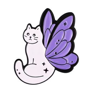 かわいい紫猫スタイル金属ピンバッジブローチソフトエナメルラペルピン中国の新年ハロウィン - Product Image 6