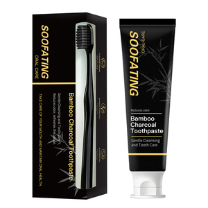 Juego de Pasta de Dientes y Cepillo de Dientes de <span class=keywords><strong>Carbón</strong></span> Orgánico Personalizado, Blanqueador y de Limpieza Profunda para Uso Doméstico, Sin Flúor - Product Image 1