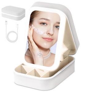 Trousse de Maquillage Portable avec Miroir LED, Boîte de Rangement Multi-Compartiments, Étui de Voyage pour Bijoux, Organisateur Cosmétique pour Femmes - Product Image 2