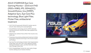 Moniteur IPS ASUS VY249HGR 23,8 pouces à bords fins sur 3 côtés, 120 Hz, HDMI+VGA, pour le gaming, avec base et support VESA - Product Image 6