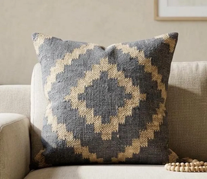 Housse de coussin géométrique bohème faite à la main, gris beige, en coton tissé et jute, pour canapé, salon, chambre, décoration intérieure - Product Image 5