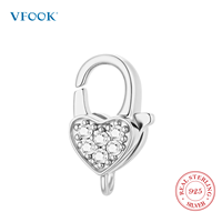 VFOOK Fermoir en argent sterling 925 en forme de cœur, fermoir mignon en argent pour bijoux femme
