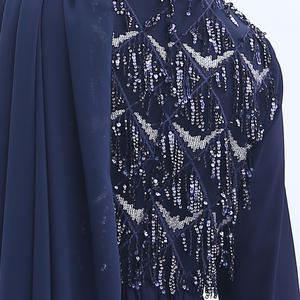 mousseline de soie Sequin poitrine à manches longues Botton couches transparentes femmes musulmanes élégant été printemps Abaya - Product Image 6