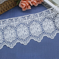 Bordure en dentelle brodée à motifs croisés de 12,2 cm de large, soluble dans l'eau, pour vêtements et sacs de mode