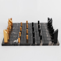 Jeu d'échecs moderne en marbre 40*40*13cm, pièces d'échecs en métal minimalistes, jeu d'échecs de luxe, décorations décoratives douces