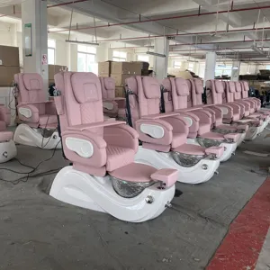 Diskon besar desain baru kursi pijat spa pedikur mewah warna merah muda untuk salon kuku dengan 2023 pijat punggung