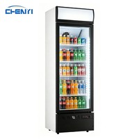 Réfrigérateur commercial vertical OEM à porte vitrée simple, refroidissement direct, sans givre, 4 étagères réglables