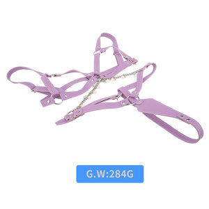 Arnés Corporal Ajustable de Cuero Morado BANSEY con Cadena de Perlas para la Cintura, Liguero, Lencería, Herramienta de Sujeción y Seducción - Product Image 6