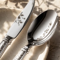 Ensemble de couverts en acier inoxydable 304, manche gaufré, 5 pièces, poli miroir, compatible lave-vaisselle, antirouille, pour mariage, banquet, hôtel