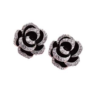 ต่างหูรูปดอกกุหลาบประดับเพชร - Product Image 5