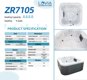 <span class=keywords><strong>Spa</strong></span> de luxe moderne pour l'extérieur, jacuzzi 4 personnes avec 16 jets tourbillonnants pour jardin ou villa - Product Image 2