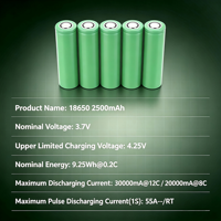 Batterie au lithium personnalisée en vrac 18650 2500mAh 3.7V 10C NCM à décharge élevée pour moto électrique
