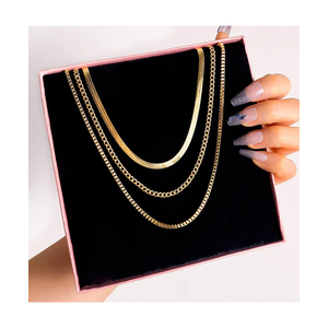 KISSWIFE-Cadena de <span class=keywords><strong>serpiente</strong></span> de lujo, cadena en O, collar de combinación chapado en oro, collar de tres capas, joyería de fiesta - Product Image 2