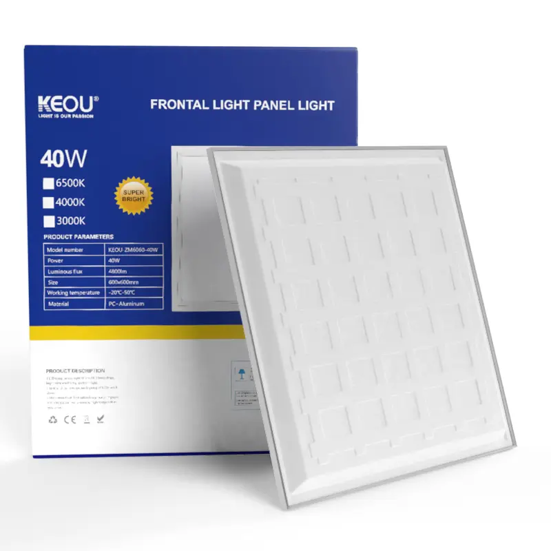 Sıcak satış frontal ışık 40 Watt 600x600 tavan panel lambası 600x600mm 600*600 led panel