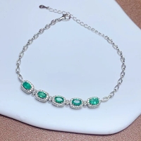Bracelet à breloques émeraude naturelle en argent sterling 925 Femme Tendance Nouveau design avec rhodium et placage d'or pour cadeau ou fête