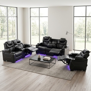 Factory Cheap Price Electric Square Extendable Convertible Sofa Recliner Set with LED Light Europe Design for Home Theater - Product Image 3