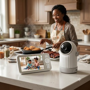 Moniteur bébé intelligent WiFi KT412W avec écran IPS 4 pouces, caméra vidéo sans fil 720P avec fente pour carte SD pour l'enregistrement et application PTZ - Product Image 1