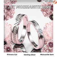Bague carrée en moissanite taille princesse certifiée GRA 1,2 carat en argent sterling 925 pour femme, bijoux de mode pour fiançailles et mariage