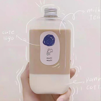 Bouteille en plastique jetable pour thé au lait de 250 ml, 350 ml, 400 ml, 16 oz, bouteille en plastique transparente plate carrée pour jus, en PET