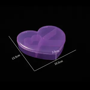 5 contenedores pequeños de plástico con forma de corazón, caja de almacenamiento para joyas, cuentas y pastillas, venta al por mayor - Product Image 1