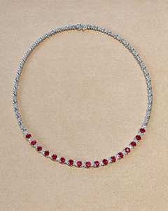 925 Silver Moissanite and <b>Ruby</b> Style <b>Necklace</b> Luxurious Design Elegant Wedding Gift Jewelry for Her Fashion Charm Style - Product Image 2