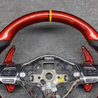 Envío Rápido para Volkswagen Polo Golf 6 GTI R CC MK7 Mk6 Volante de Cuero Perforado de Doble Cara con Fibra de Carbono