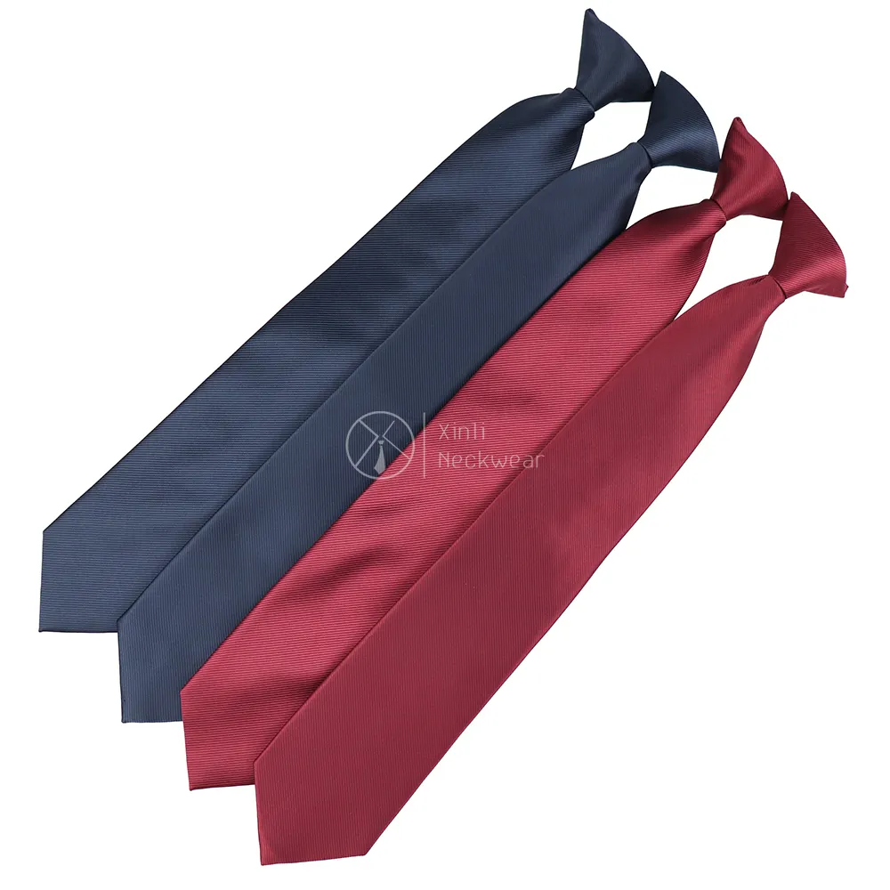 Manufacturer Cheap Microfiber Woven Security Uniform Necktie Hot Selling Red Navy Mens Clip On Tie