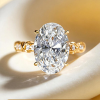 Bagues en diamant pour femmes, ovales, légères et fluides, serties de diamants en forme d'œuf de pigeon, or 18 carats, haut de gamme, certifiés IGI, diamants artificiels
