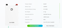 Batterie solaire murale Dyness DL5.0F 8000 cycles 5 kWh 51,2 V 100 Ah LiFePO4 pour stockage d'énergie domestique, compatible avec les onduleurs Deye/Solis