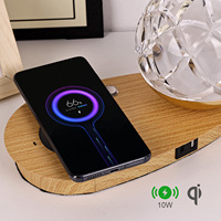 Lampe de bureau led à base de bois pour chargeur sans fil de téléphone nouvellement conçue avec abat-jour boule transparent