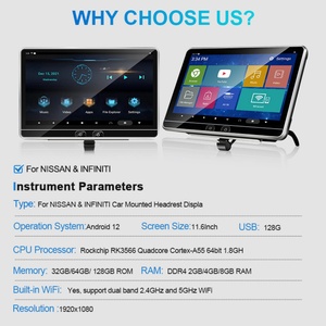 Navihua Car Headrest Mount <b>Monitor</b> Universal Car Back Seat Video Multimedia Player for Nissan Patrol Y62 for Infiniti QX80 - Product Image 6