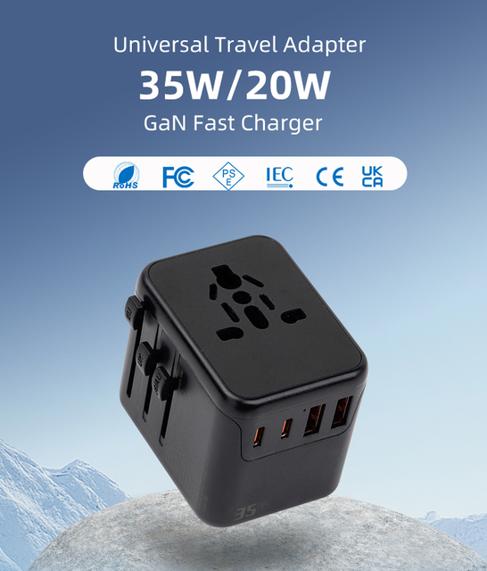 12w 20w 35w 65w Multi Plug GaN Fast Charger Universal Travel Adapter High-Efficiency Multi-Port Travel Adapter