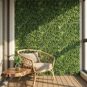Panneau de haie artificielle en plastique, type feuille verte, plante, mousse, herbe, buis, fleur, pour intérieur et extérieur, comme toile de fond, pour aménagement paysager et terrasses - Product Image 1