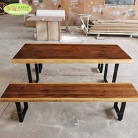 Meubles en bois de fer de table basse en bois/pin bois dalle couleur foncée restaurant table à manger ensemble