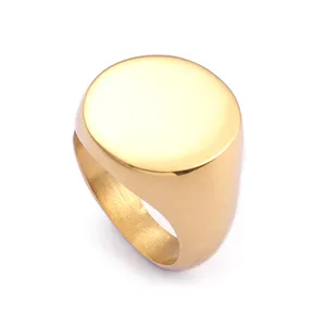 Anel masculino de aço inoxidável liso, gravura personalizada, anel masculino de 18k, design de anel de ouro para homens