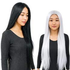 Vestito Cosplay con capelli lunghi e argentati in bianco e nero Horror per il Costume fantasma dai capelli d'argento di Halloween - Product Image 1