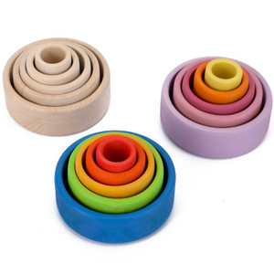 Montessori Spielzeug Wooden Stacking rainbow Bowl Juguetes Para Los Ninos Other Educational Building Stack Classic Toys for Kids - Product Image 1