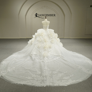 ชุดแต่งงาน GT26059 แบบมีชายกระโปรงยาวลากพื้น คอรูปหัวใจ เปิดหลัง ประดับด้วยลูกไม้ ทรงบอลกาวน์ สั่งตัดได้ - Product Image 4