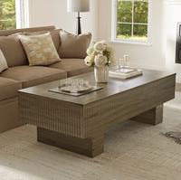 Table basse relevable cannelée de 47,2 po avec rangement, table en bois moderne