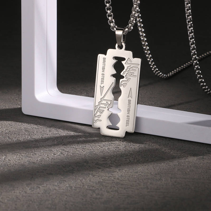 Razor Blade Necklace Meaning for Men Stainless Steel Charms