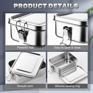 304 Stainless Steel BPA Free Eco Friendly <b>Lunch</b> <b>Box</b> for Kids with 2 <b>Compartments</b> and Plastic Lid - Product Image 3