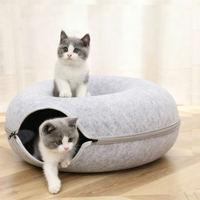 Mainan tabung donat kucing lucu, terbuat dari bahan felt yang dapat dilepas, struktur komposit dua lapis, dapat dicuci, grosir