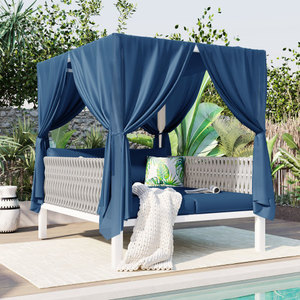 Modern Portable Foldable Outdoor Patio <b>Sunbed</b> Curtains Woven Rope Material Eco-Friendly for High Comfort Multiple Scenarios - Product Image 1